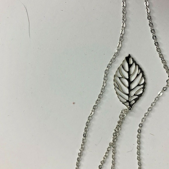 2 strands Necklace Silver Leaf Feather Two Stranded New - Picture 3 of 4